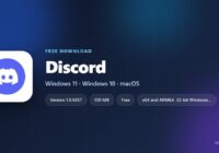 Discord logo with version, size and supported systems
