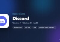 Discord logo with version, size and supported systems