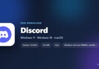 Discord logo with version, size and supported systems