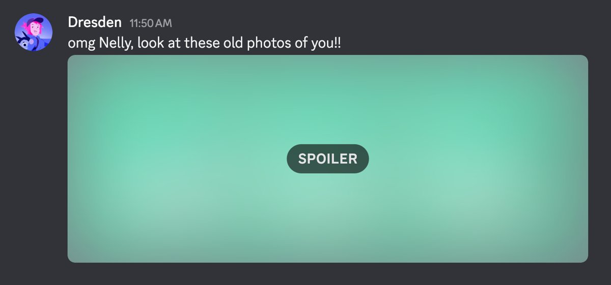Discord message with an image hidden behind a spoiler tag