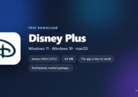 Disney+ logo with version, size and supported systems