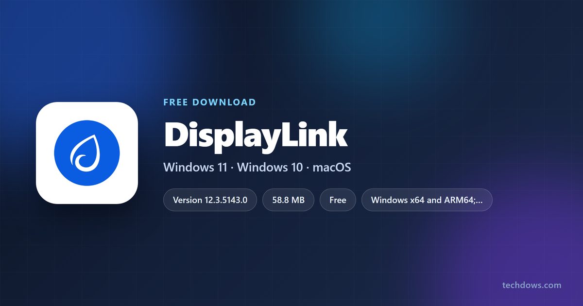 DisplayLink version, licence, file size and supported Windows and macOS releases