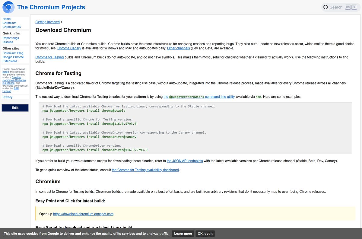 Official project page explaining how to get development snapshot builds