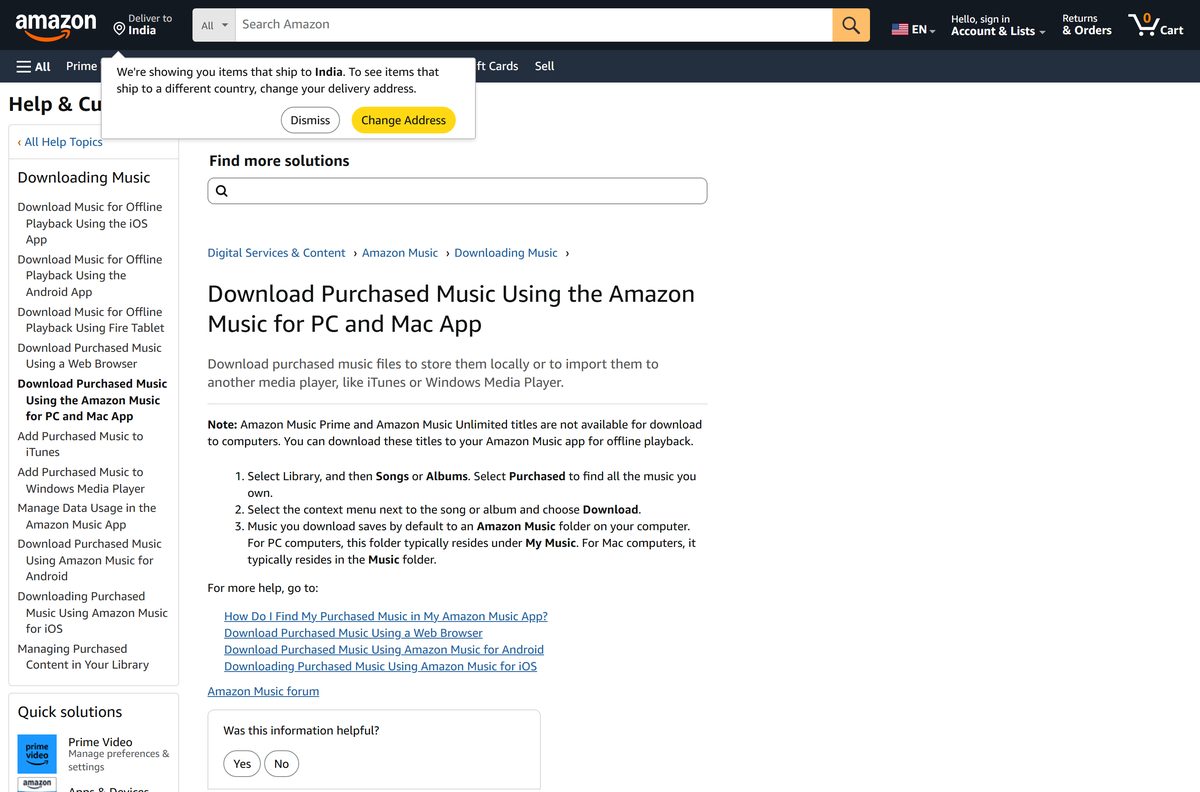 Help page explaining how to download purchased songs on a computer