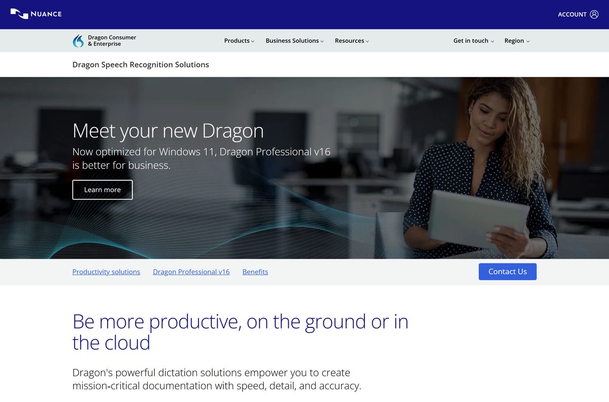 Nuance product lineup listing locally installed and cloud Dragon editions