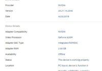 Driver details panel showing an NVIDIA GeForce 920M's provider and version