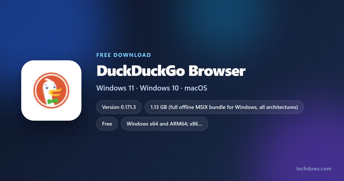 DuckDuckGo browser requirements and download options for Windows and Mac