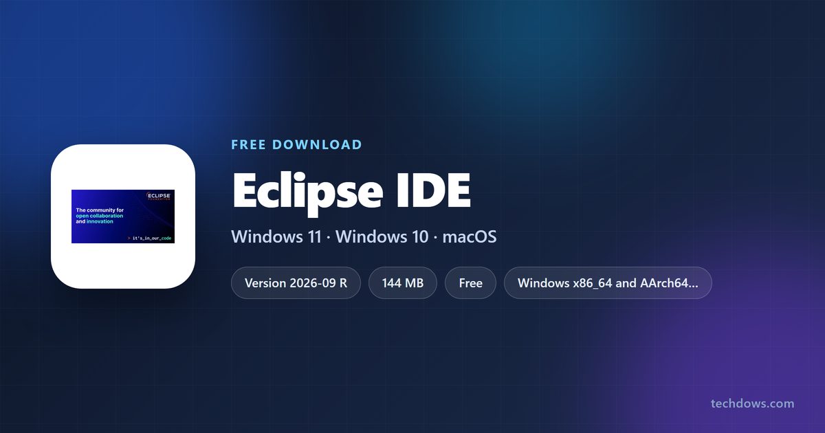 Eclipse IDE specification card with release, license and supported systems