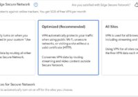 Edge Secure Network settings with Select Sites, Optimized and All Sites options