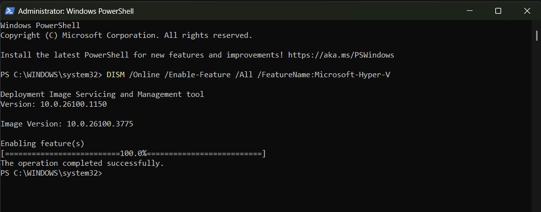 Elevated prompt running DISM to enable Microsoft-Hyper-V successfully