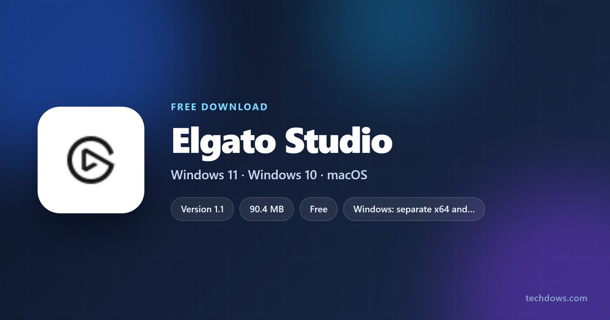Elgato Studio version, file sizes and supported systems