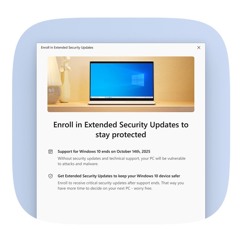 Enroll in Extended Security Updates notification for a Windows 10 PC