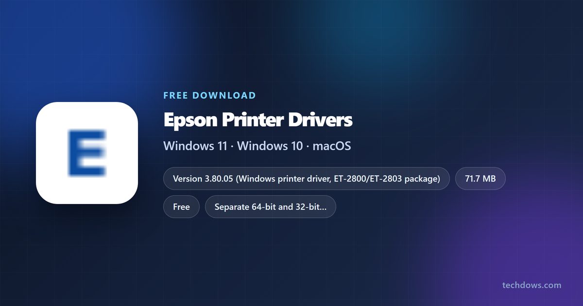 Epson printer driver version, size and supported operating systems