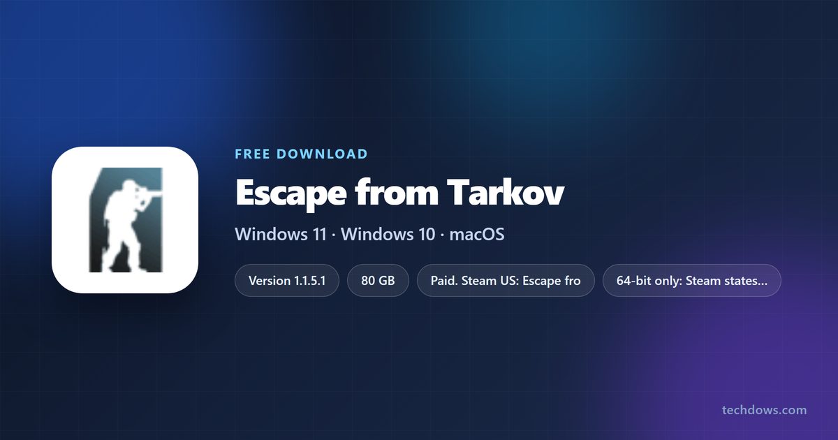 Escape from Tarkov price, storage, developer and supported platforms