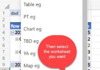 Excel for the web All Sheets menu listing every worksheet tab