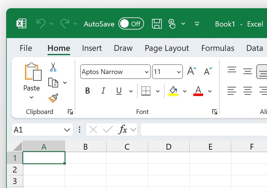 Excel ribbon and toolbar in the green Colorful Office theme
