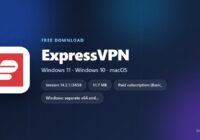 ExpressVPN logo with Windows and Mac download details