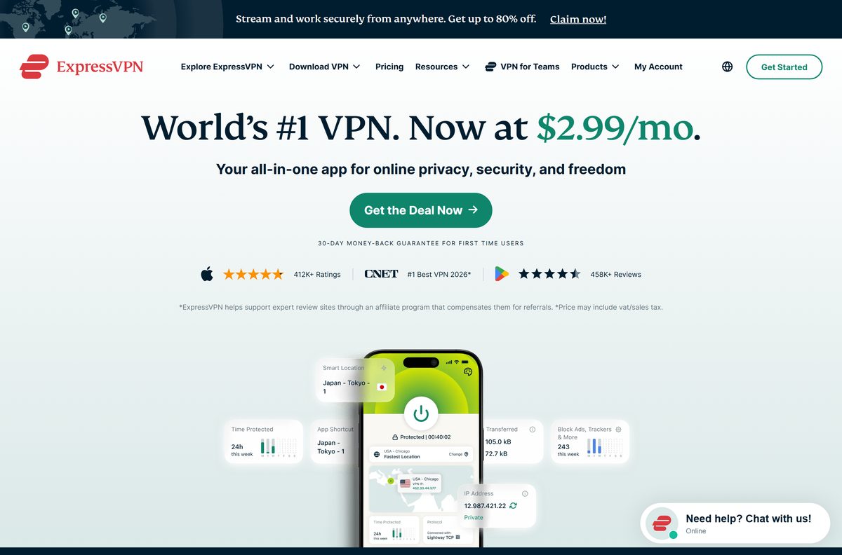 ExpressVPN download page listing Windows, Mac, Linux and mobile apps