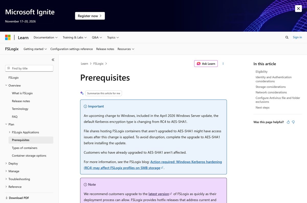 Prerequisites page listing eligible licenses and the supported operating systems