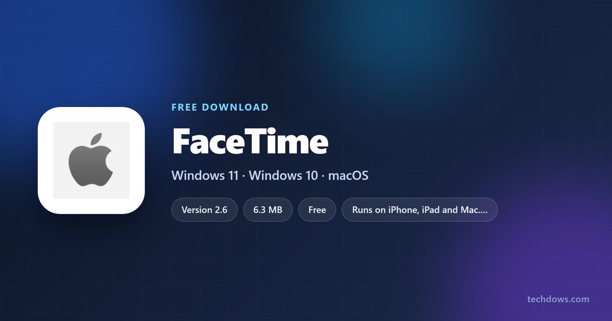 FaceTime specification card with price, size and supported devices