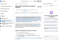 Facebook Help Centre Report a Problem page with three sign-in steps