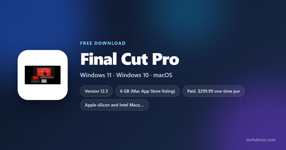 Final Cut Pro download details for Mac and iPad