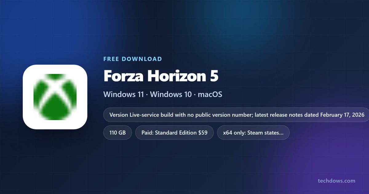 Forza Horizon 5 price, storage need and supported platforms