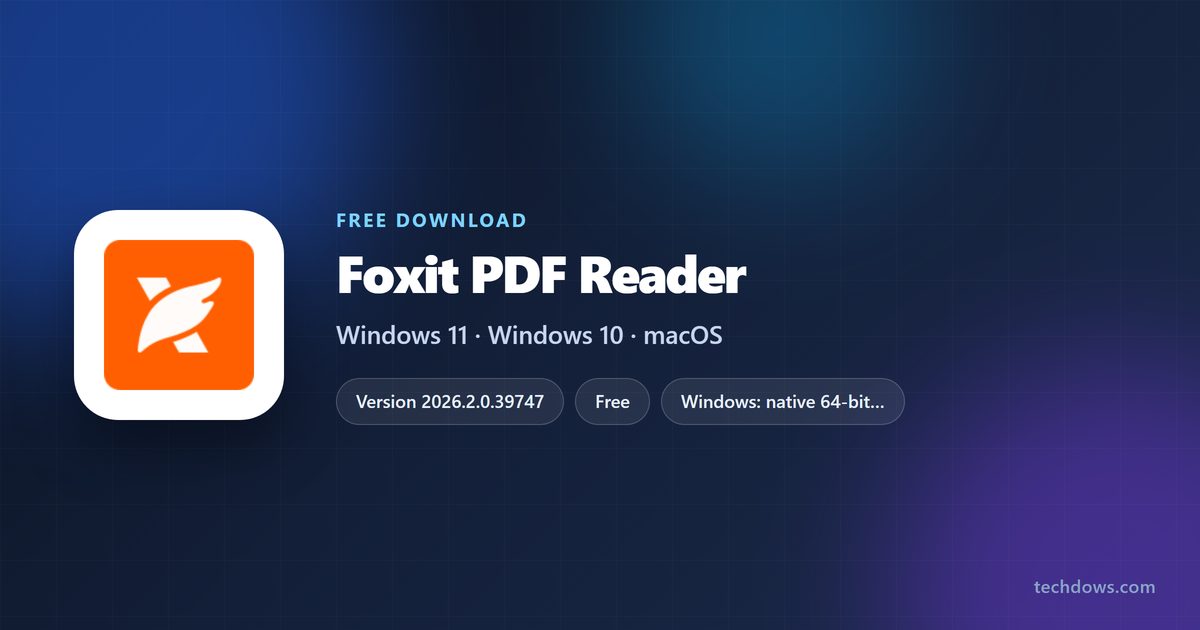 Foxit PDF Reader card showing version, supported systems and licence