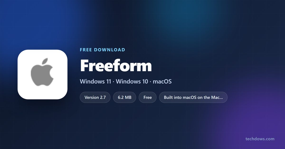 Freeform specification card showing version, download size and supported systems