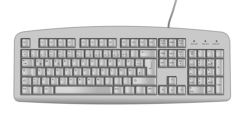 German QWERTZ keyboard diagram with slash shown as a shifted number key