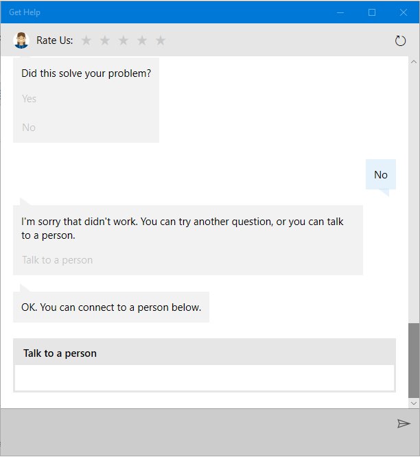 Get Help chat offering to connect you with a support person