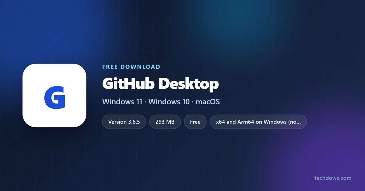 GitHub Desktop version, licence, size and supported systems