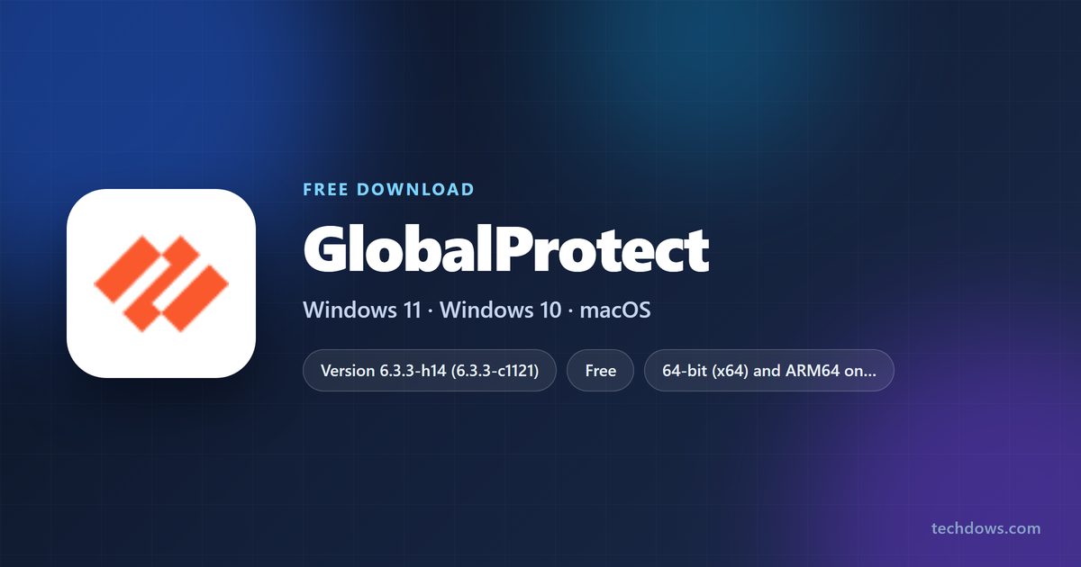 GlobalProtect specification card with version, licence and supported systems