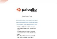 GlobalProtect portal page with Windows 32-bit and 64-bit download links