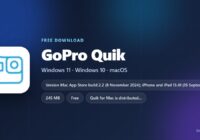 GoPro Quik logo with version, download size and supported systems