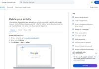 Google Account Help page listing steps to delete all activity