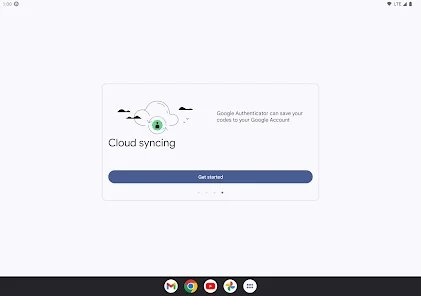 Google Authenticator app screen describing cloud syncing of codes