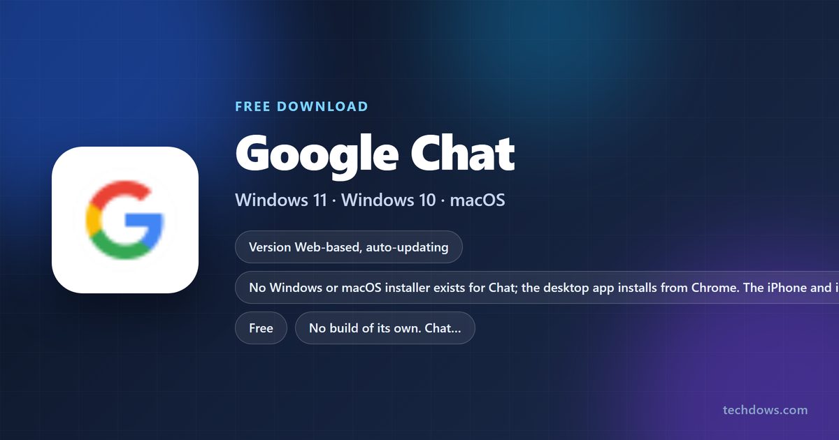 Google Chat logo with price, supported systems and app size