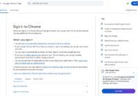 Google Chrome Help page for signing in, with device tabs