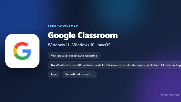 Google Classroom logo with price, supported systems and app size