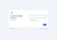 Google Create a Google Account form asking for first and last name