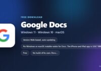 Google Docs logo with price, supported systems and app size