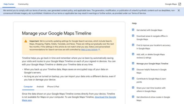 How to view Google Maps Timeline and Location History