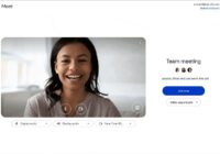 Google Meet preview screen with camera view, meeting title, and Join now button