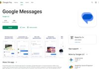 Google Messages app page in the Google Play Store with install button