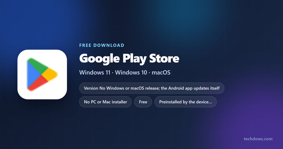 Google Play Store logo with version, size and supported systems