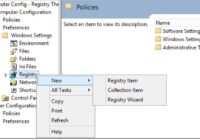 Group Policy Management Editor Registry node context menu showing New submenu
