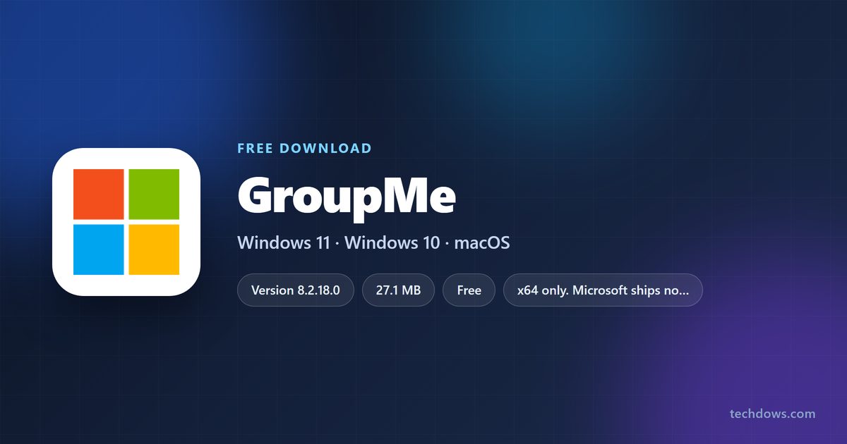 GroupMe version, download size, supported systems and licence at a glance