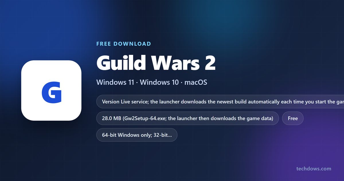 Guild Wars 2 installer size, platform and price at a glance