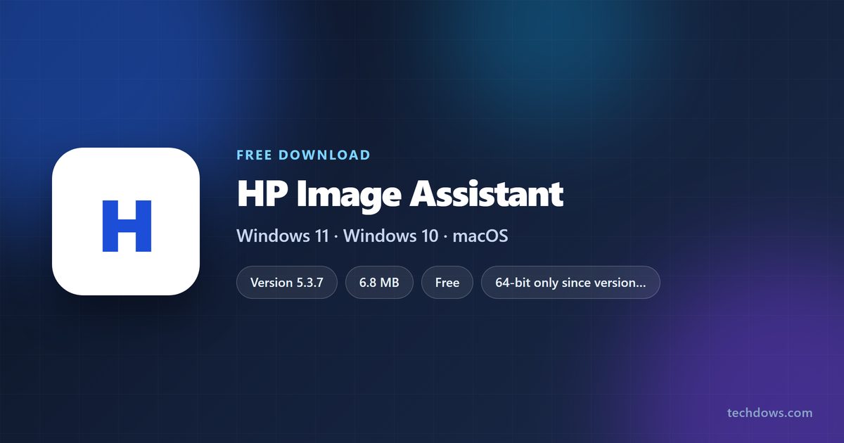 HP Image Assistant card with version, size and supported Windows